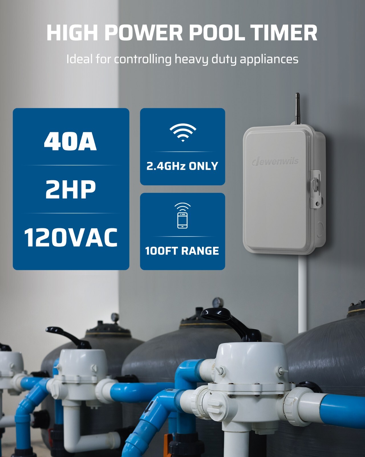 DEWENWILS Pool Pump Timer, Outdoor Smart WiFi Box On/Off Automatically