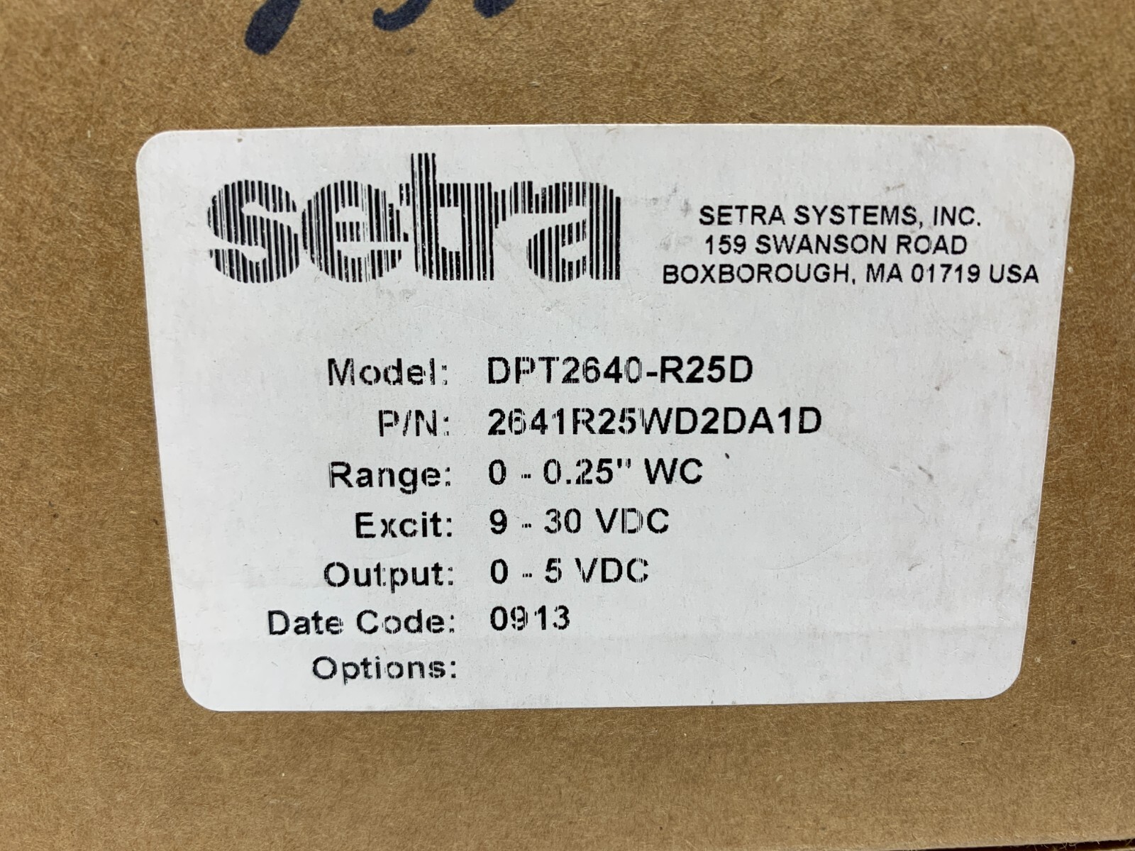SETRA DPT2640-R25D Pressure Transducer