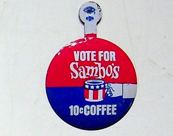 Sambo's Vintage Advertising Button 10c Coffee Political Pin USA