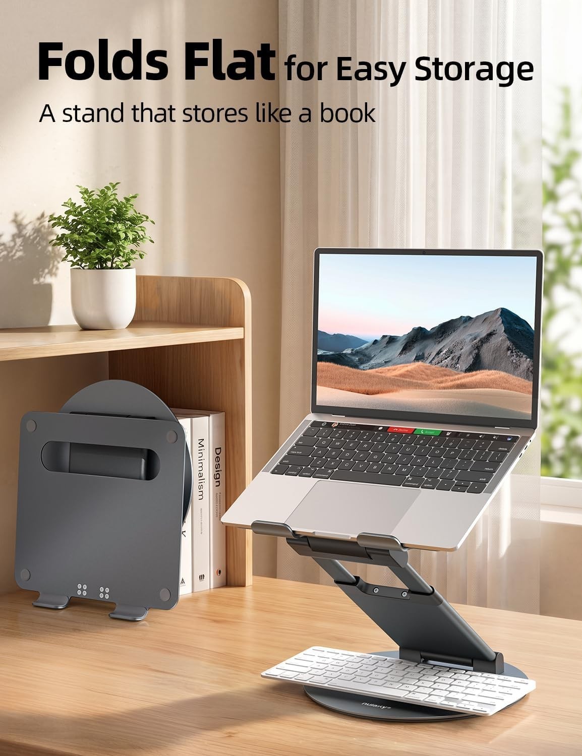 Telescopic 360 Rotating Laptop Stand for Desk Adjustable Height Swivel Pull O...