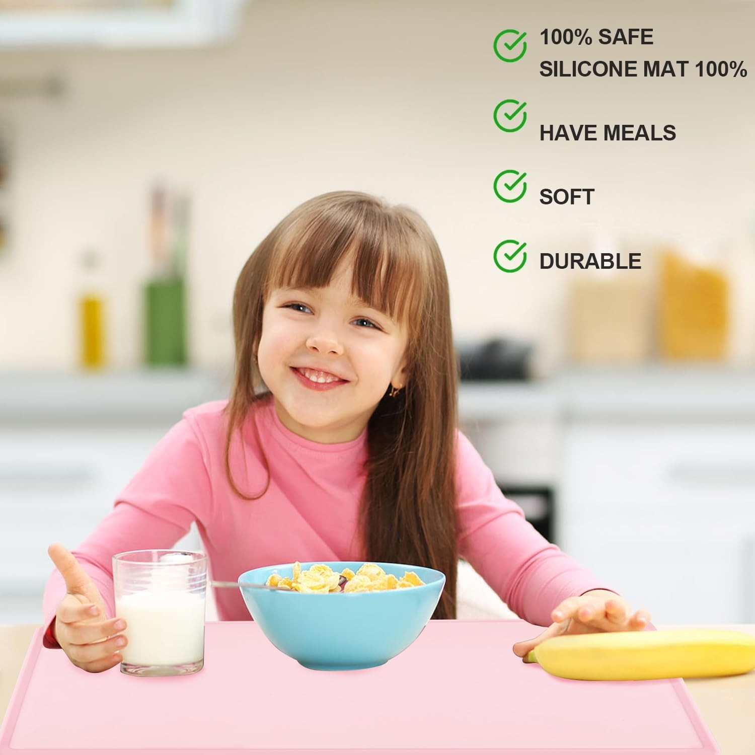 Standard Silicone Mat Pink Baking Mat-Multipurpose Kid Placemat Reusable Kitc...