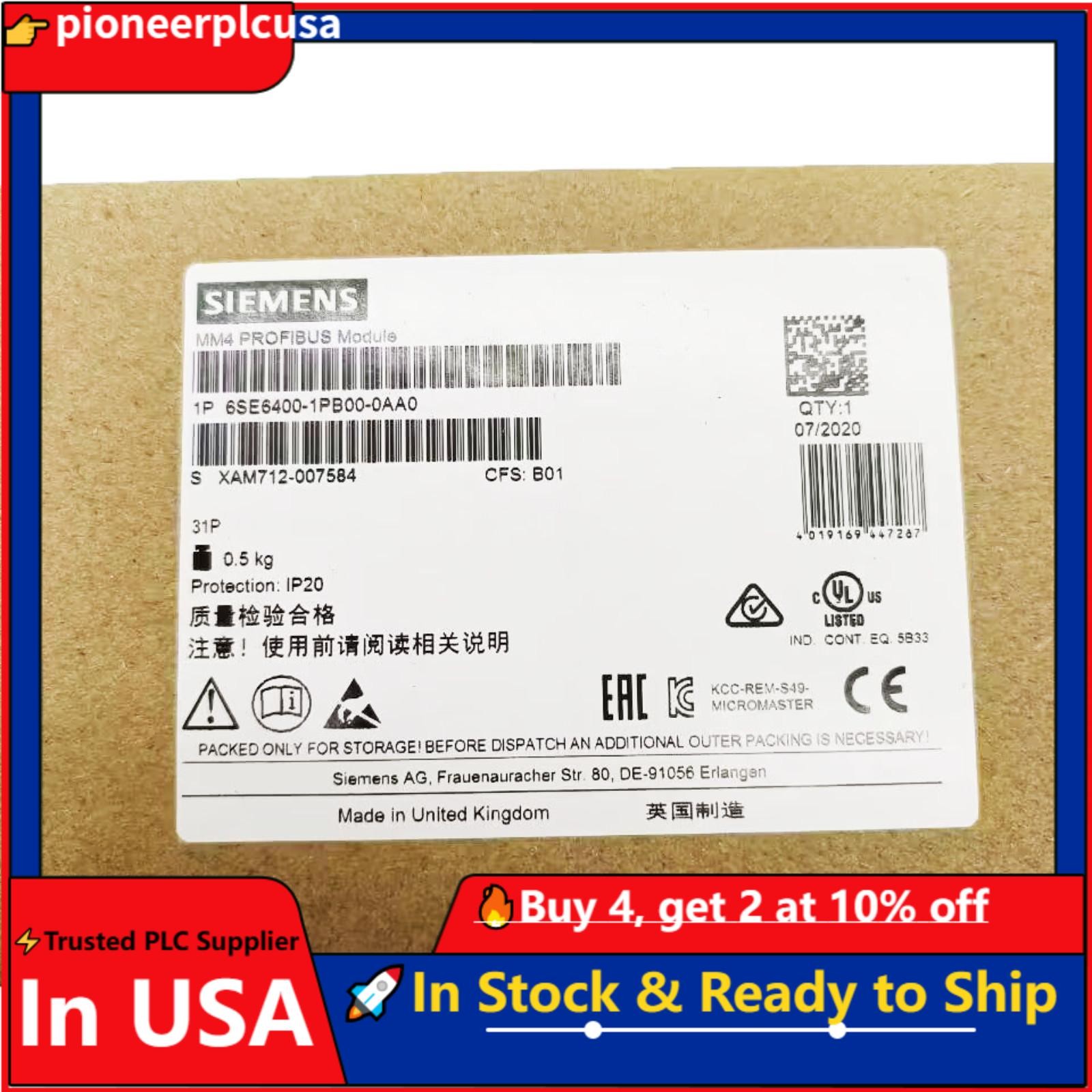 New Siemens 6SE6400-1PB00-0AA0 6SE6 400-1PB00-0AA0 MICROMASTER 4 PROFIBUS module