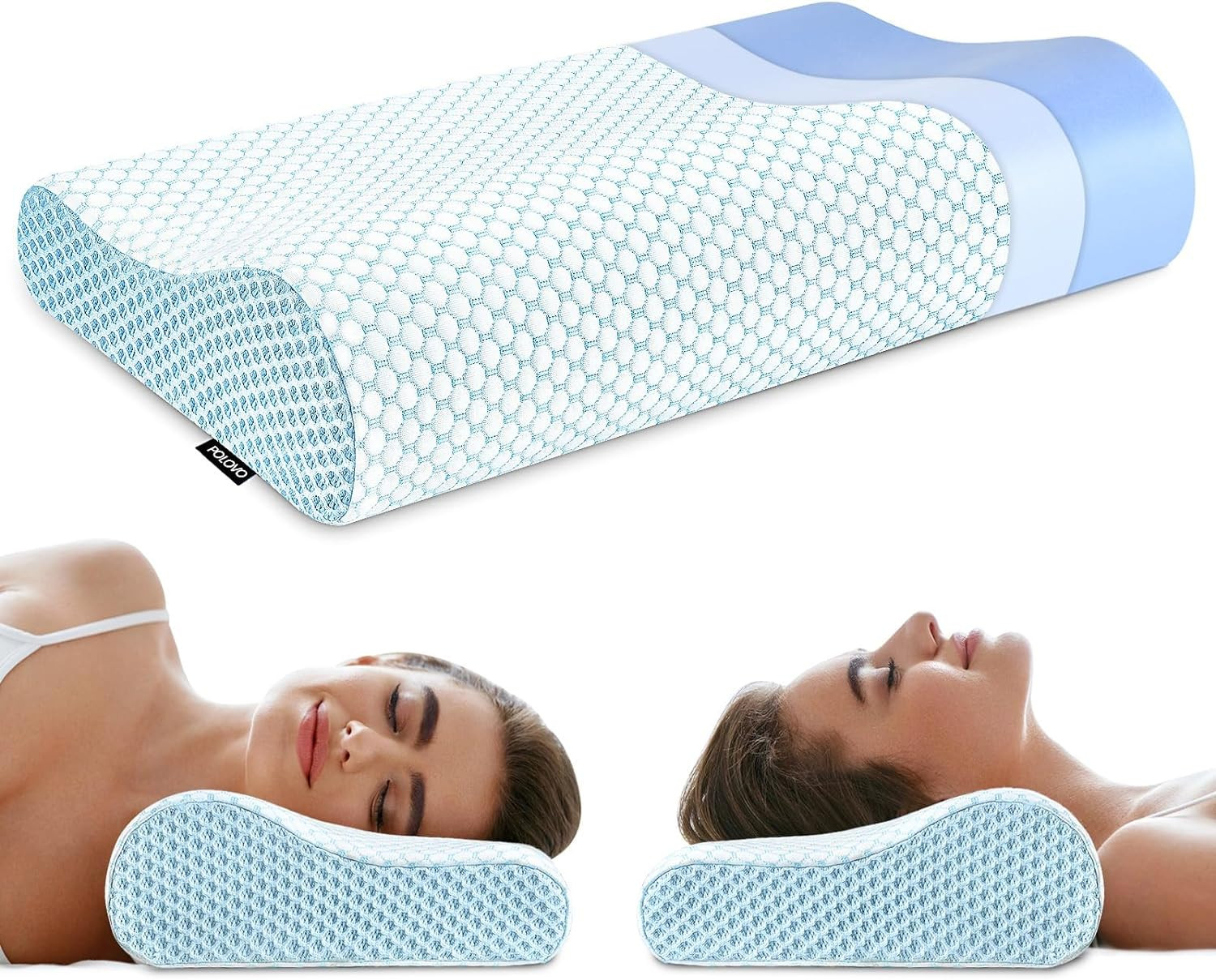 Memory Foam Bed Pillow for Sleeping, Ergonomic Cervical Contour Neck Support Ort