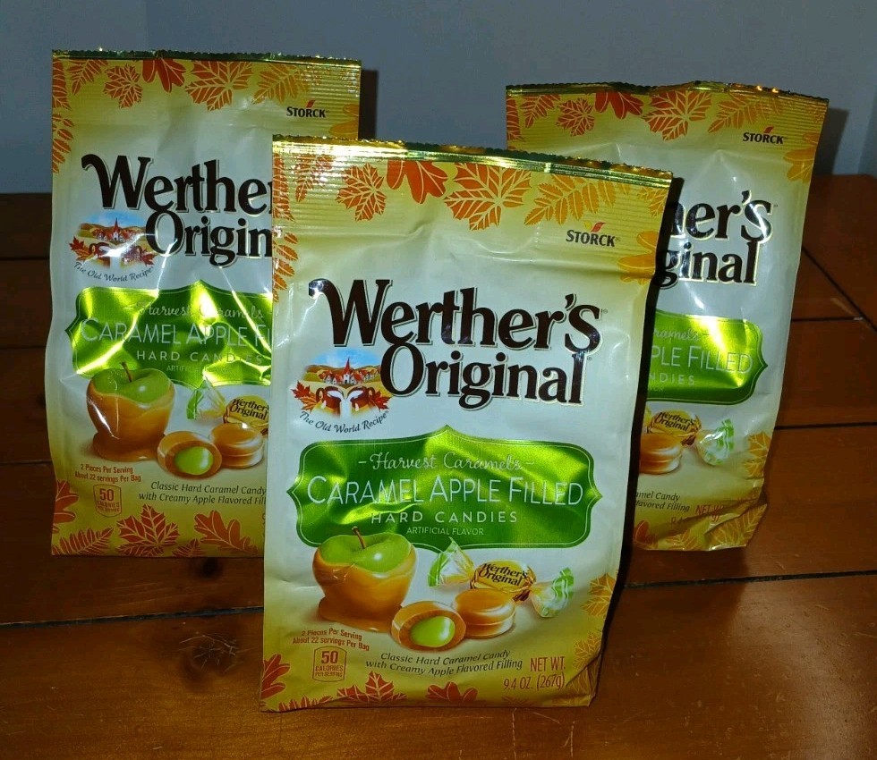 3 Werther's Original Caramel Apple Hard Candy Bag 9.4 Oz. Best By 5/31/2026 New