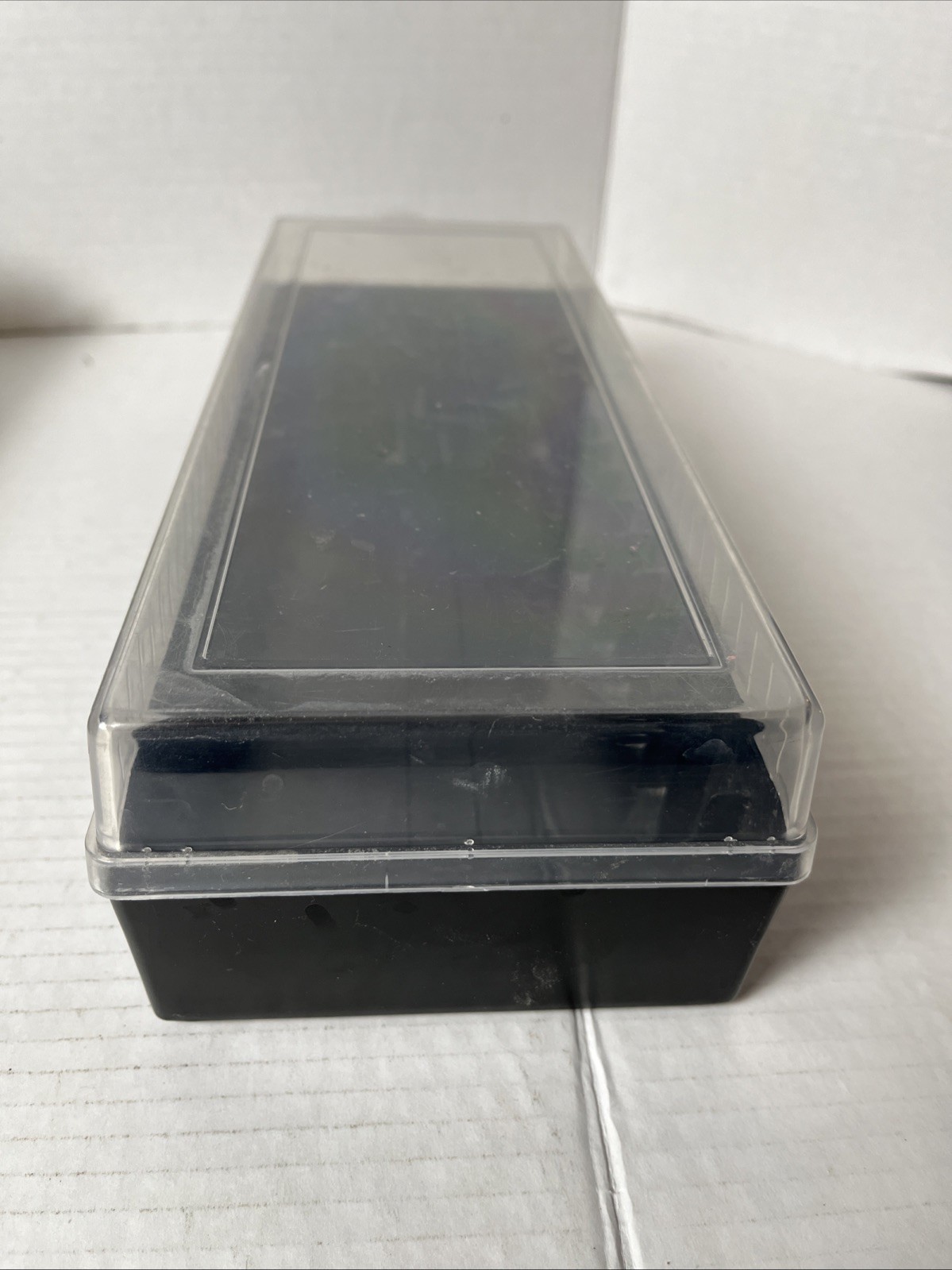 Vintage BLACK PLASTIC CASSETTE TAPE STORAGE CASE 12” 1980s 1990s Holds 15
