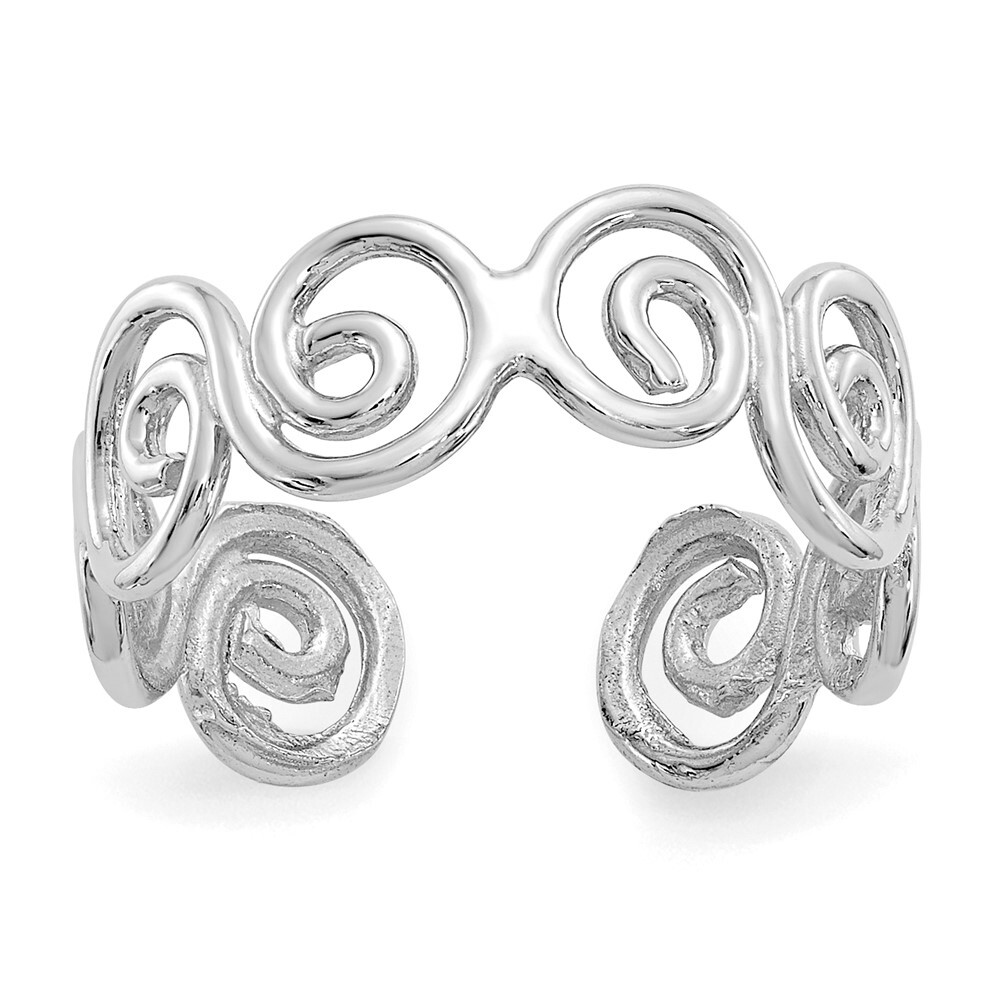 14k White Gold Swirl Toe Ring Size Gift for Mother