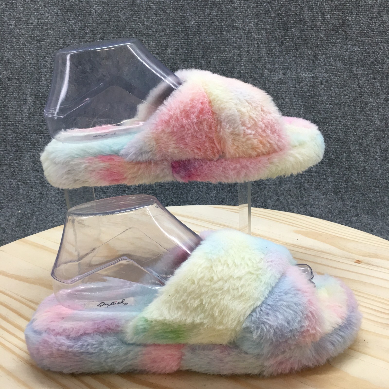Qupid Slippers Womens 8 Slide Multicolor Faux Fur Slip On Casual Comfort Flats