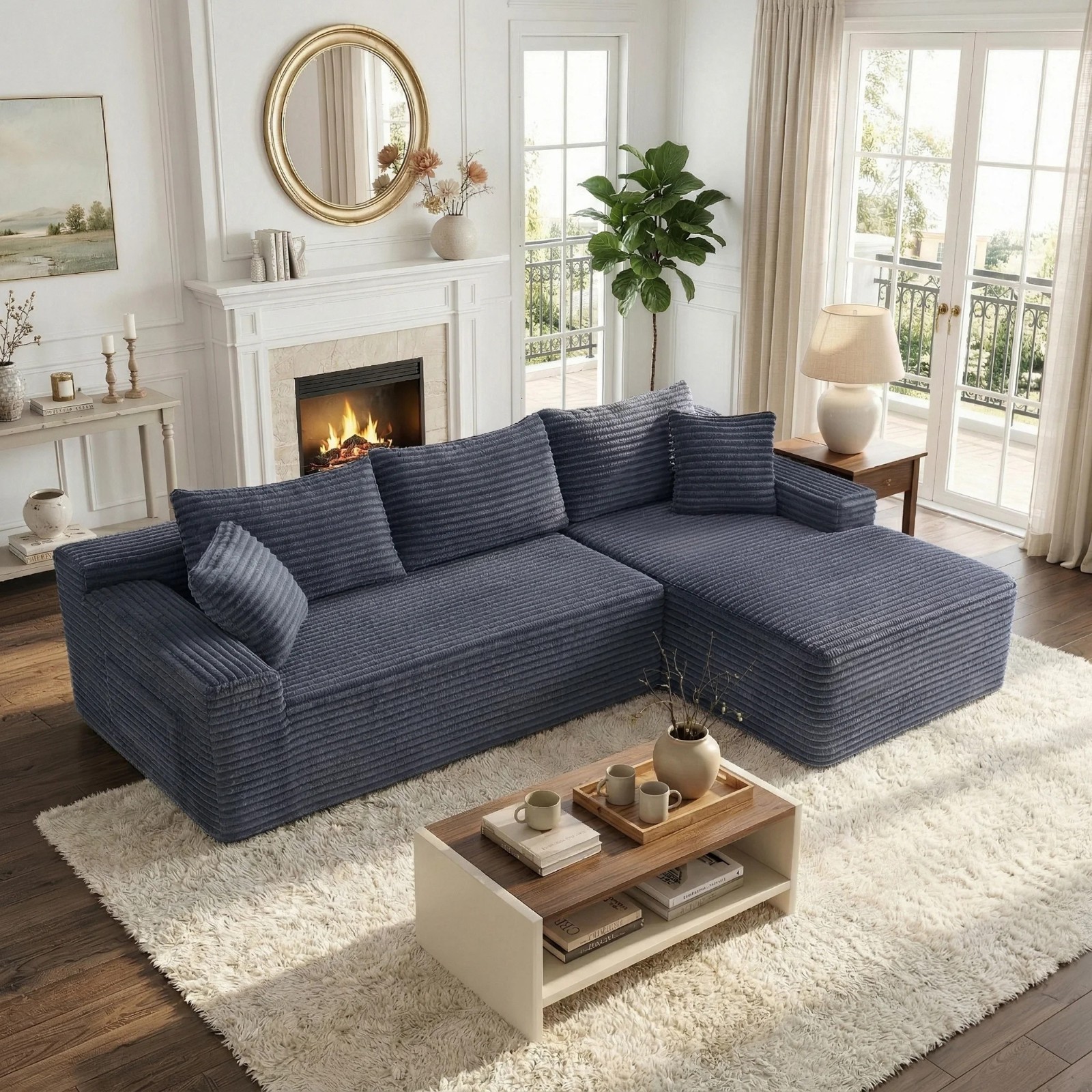 95" Cloud Modular Sectional Sofa Couch with L-Shape Chaise for Living Room