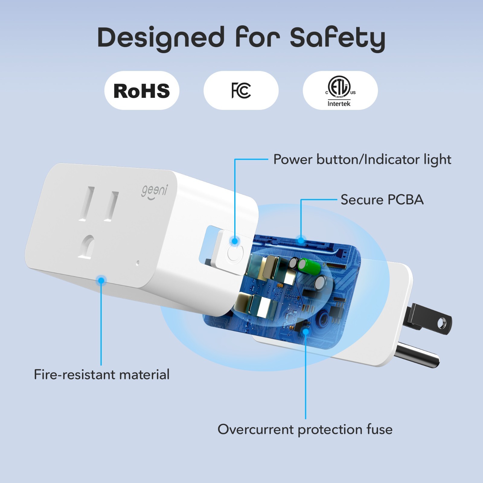 Geeni Smart Plug Mini WiFi Outlet 2-Pack – Alexa & Google Home Compatible