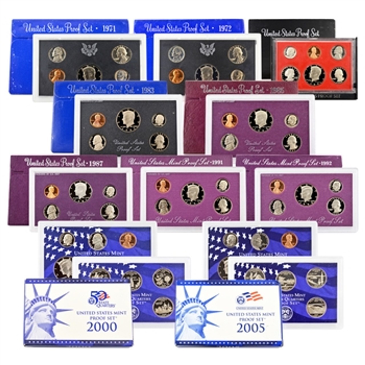 Estate Sale ~ US Proof Sets Lot ~ Coins Money ~ COA BOX Hoard 15 Years+