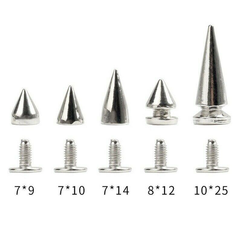 20x Silvery Cone Spikes Metallic Screw Back Studs Craft Cool Rivets Punk Quality