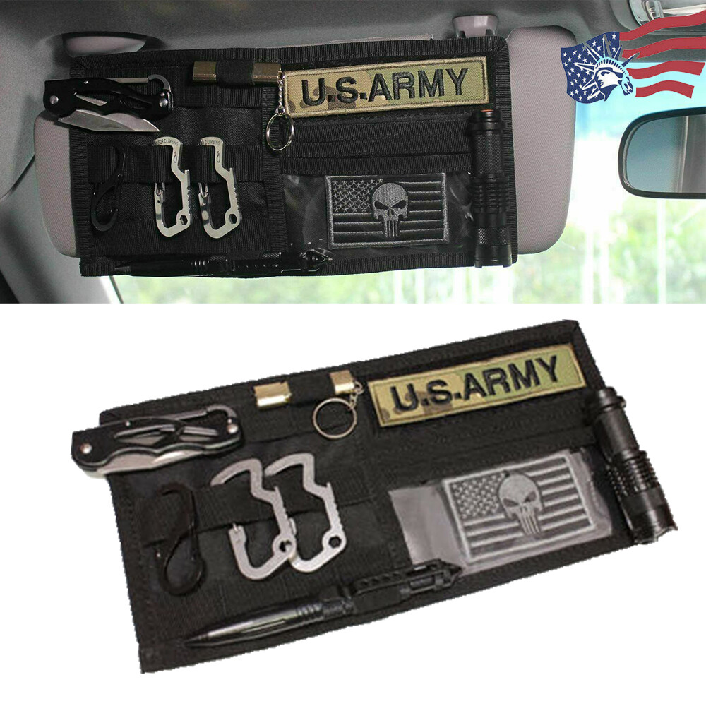 Tactical MOLLE Nylon Car Sun Visor Organizer EDC Tool Pouch Pocket Storage Bag