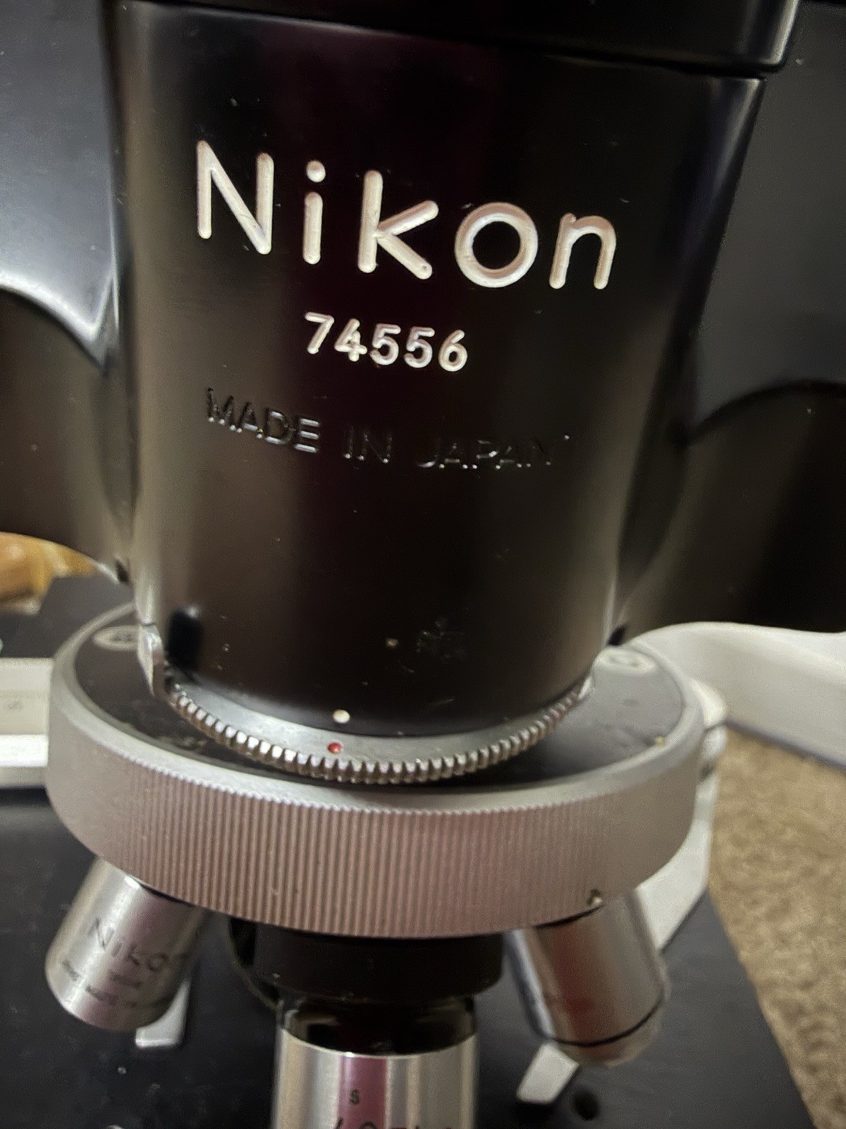 Vintage Nikon Binocular Microscope Made Japan Working Wood Case Lab