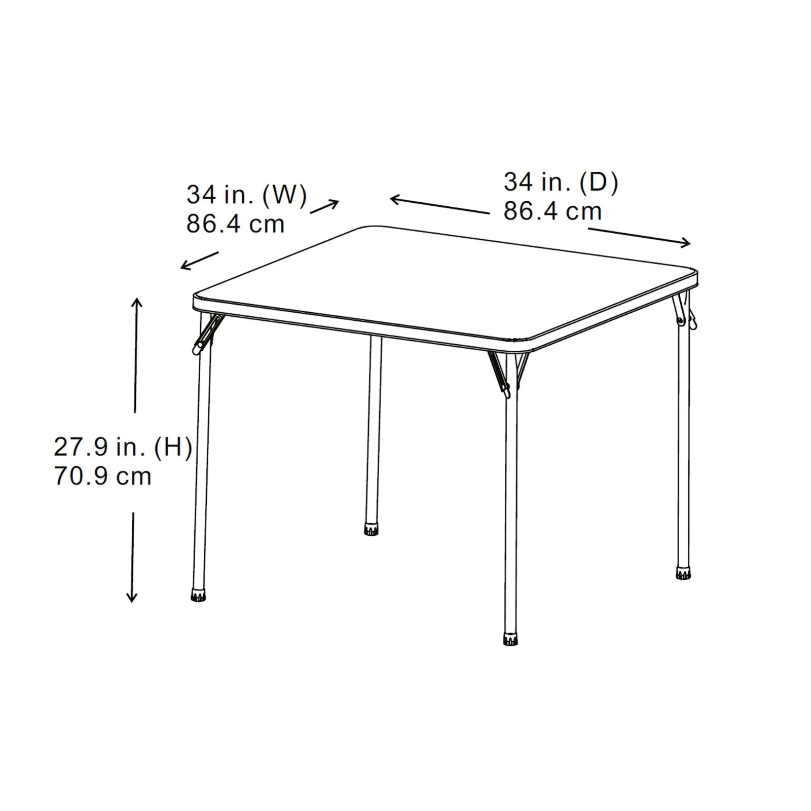 Mainstays 34inch Straight Top Folding Table, Card Table, Black