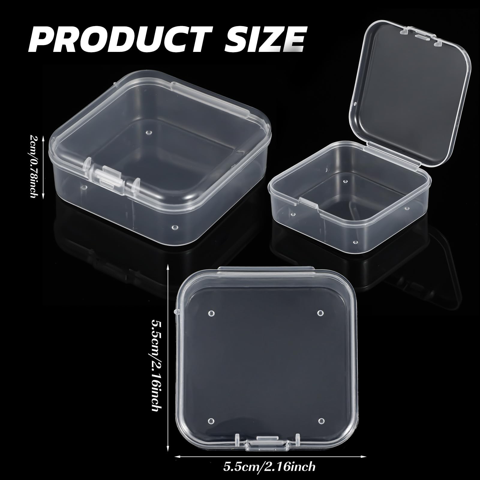 120 Pcs Clear Plastic Beads Storage Containers Box Mini Sizes Rectangular Box...