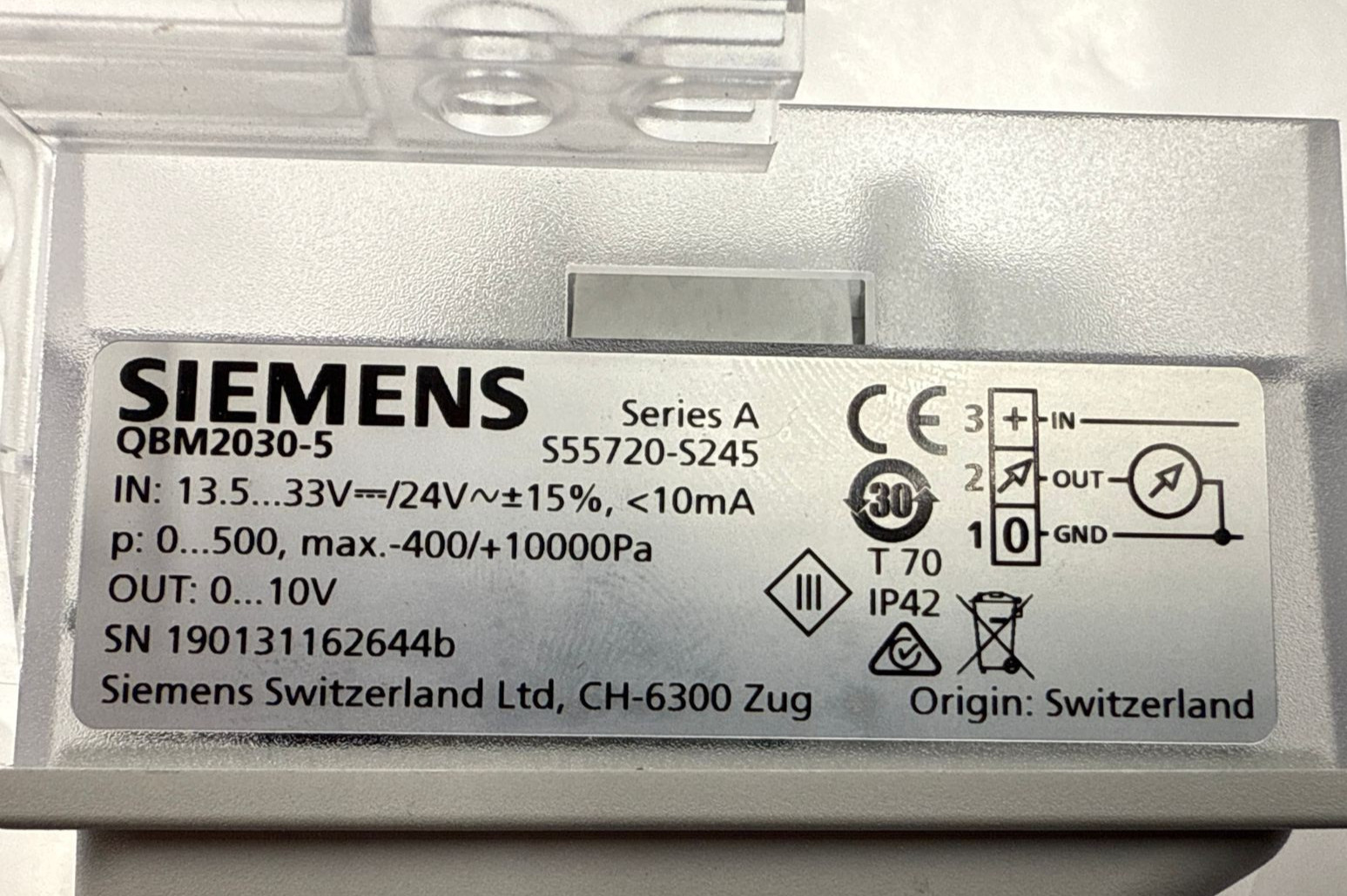 Siemens QBM2030-5 temperature sensor
