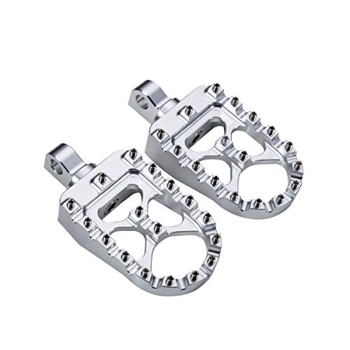 CNC Wide Foot Pegs 360° Roating MX Chopper Bobber Style for harley Dyna silver