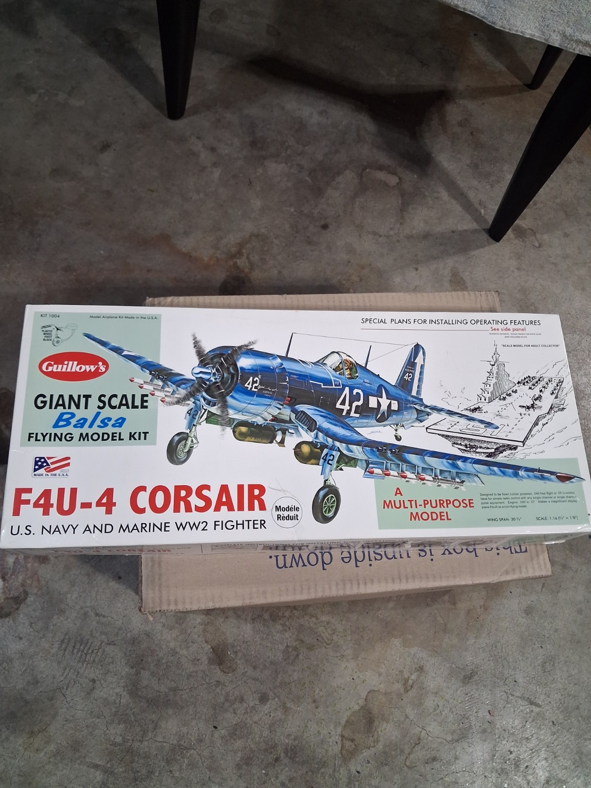 Guillow's Vought F4U-4 Corsair Giant 1/16 Scale Balsa Model Kit 1004 Vintage
