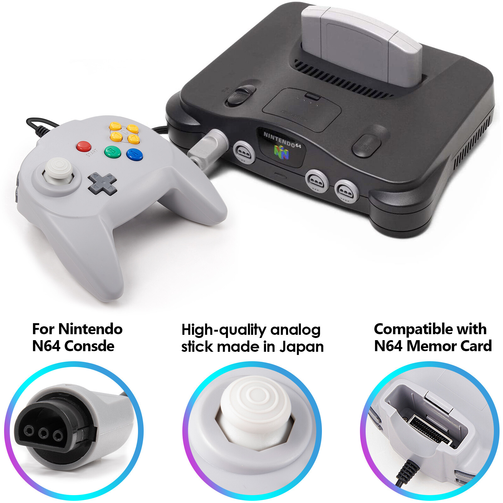 Wired N64 Controller Joystick Compatible with Nintendo64 N64 Video Game Console