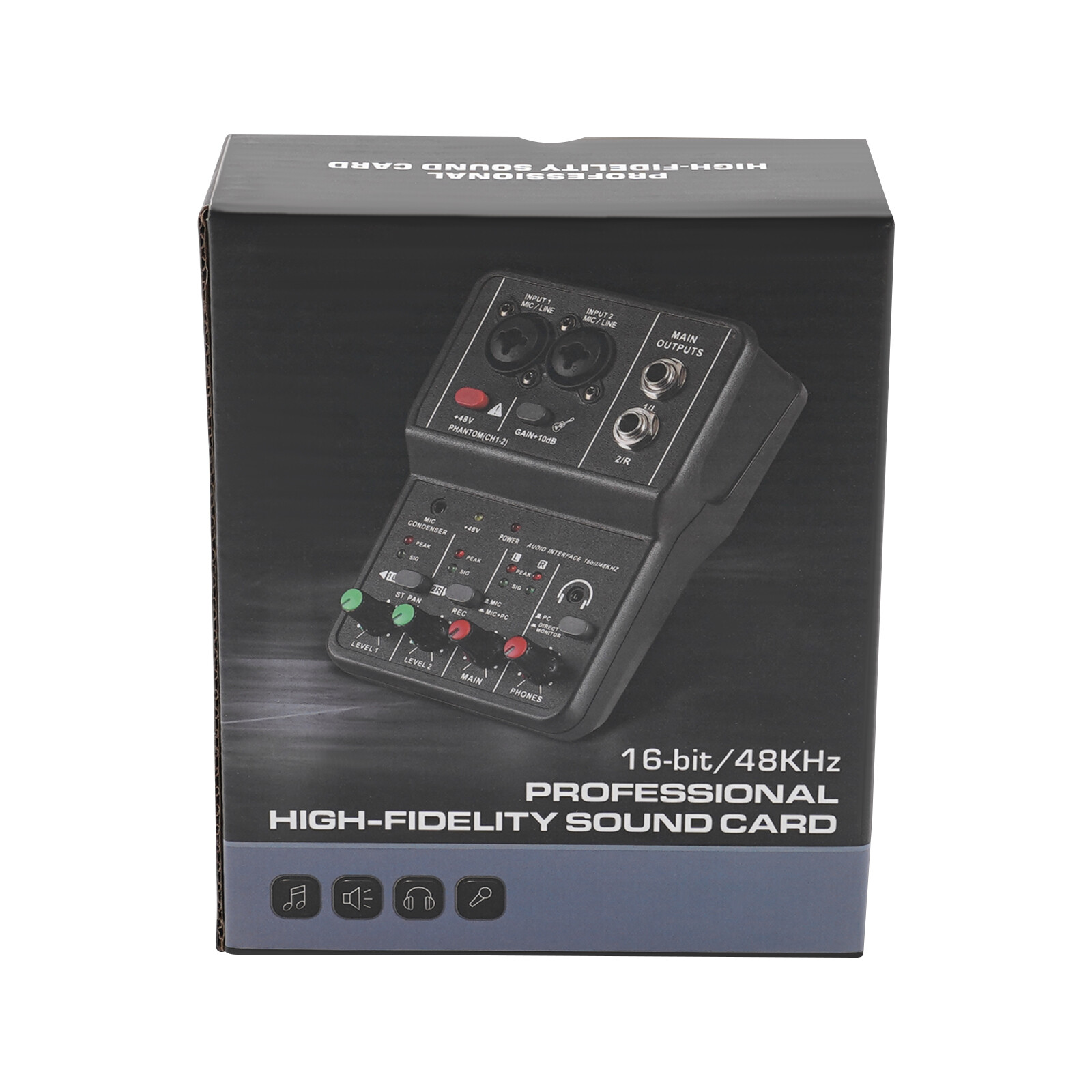 2 Channel Mixing Console Live Studio Audio DJ Mixer Sound Board USB Interface