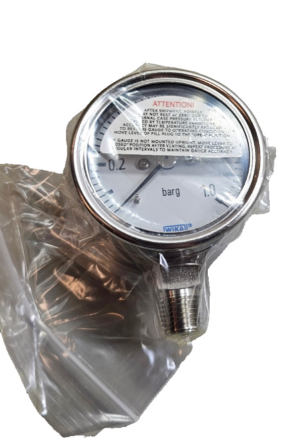 WIKA 232.30 2.5" 1 Barg Pressure Gauge 1/4" NPT LM #52491641, Stainless Steel