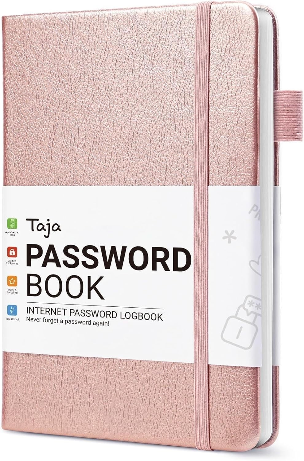 Rose Gold Password Keeper Book with Alphabetical Tabs for Adults