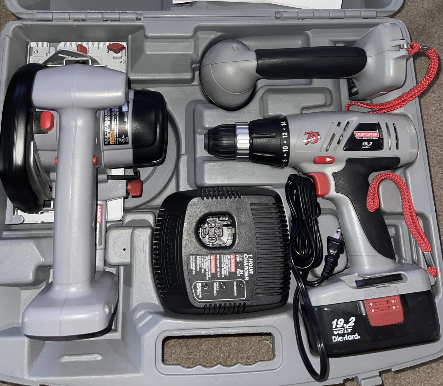 Craftsman 75th Anniversary Power Tool Set in Deep Hard Shell Case IN EUC