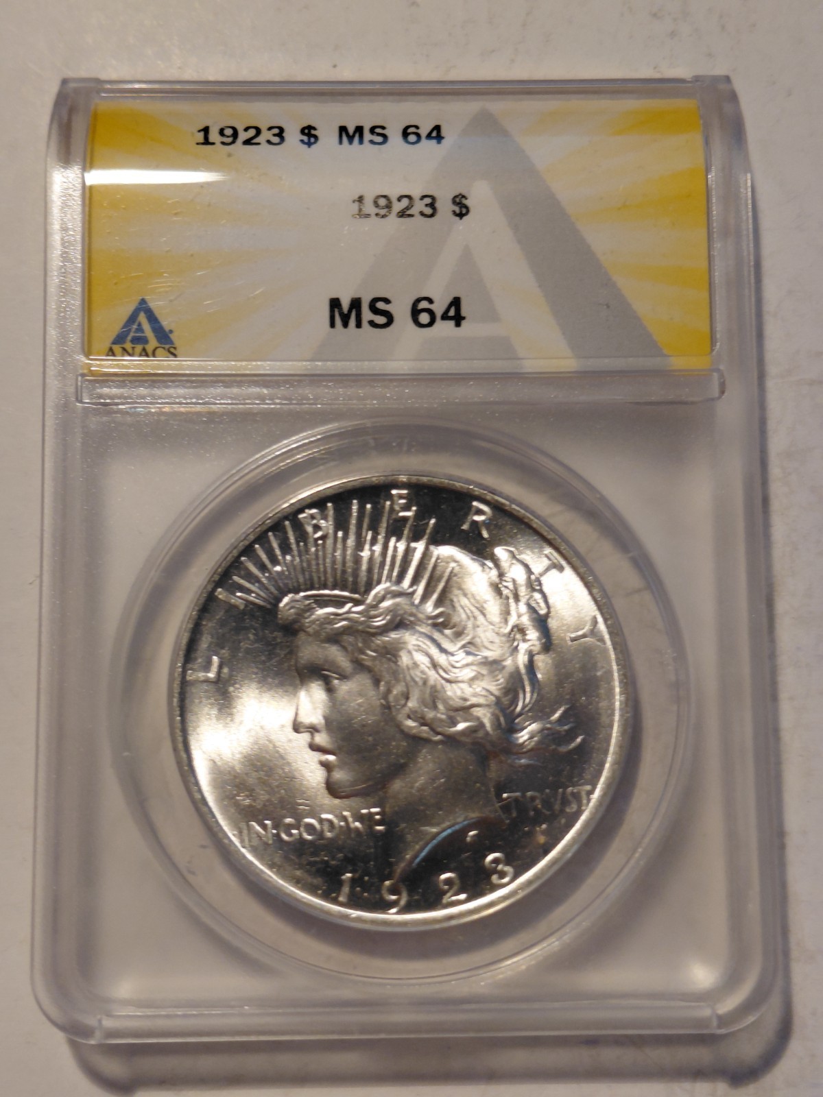 1923 Peace Dollar MS 64 ANACS