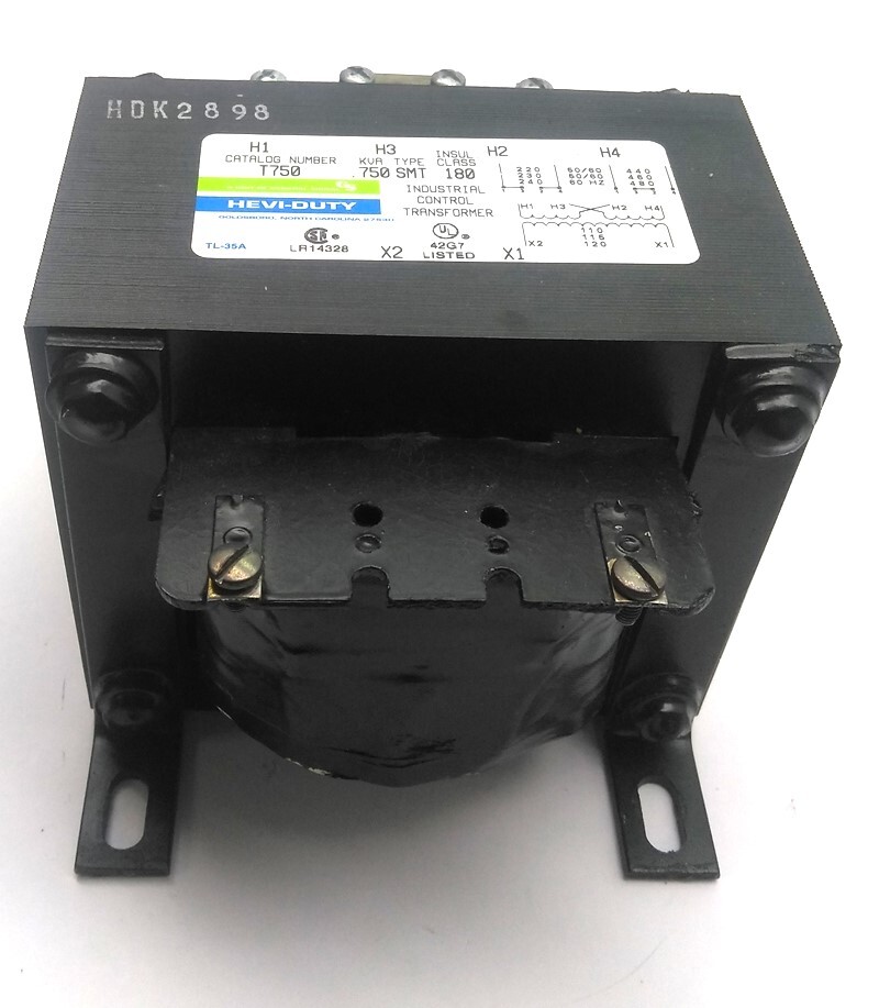 General Signal T750 Hevi-Duty Transformer, 1 Phase, 220/480V, .750KVA / 750VA