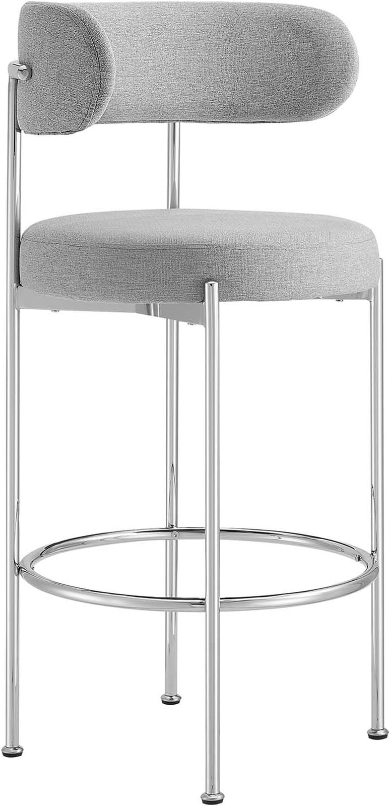 Set of 2 Albie Gray Silver Fabric Bar Stools - Stylish & Comfortable