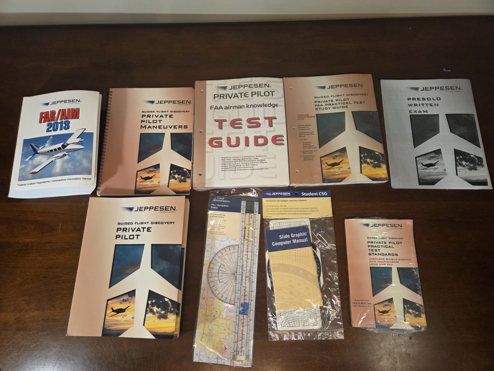 ​Jeppesen Guided Flight Discovery Private Pilot Kit Flight Bag E6B Plotter NOS