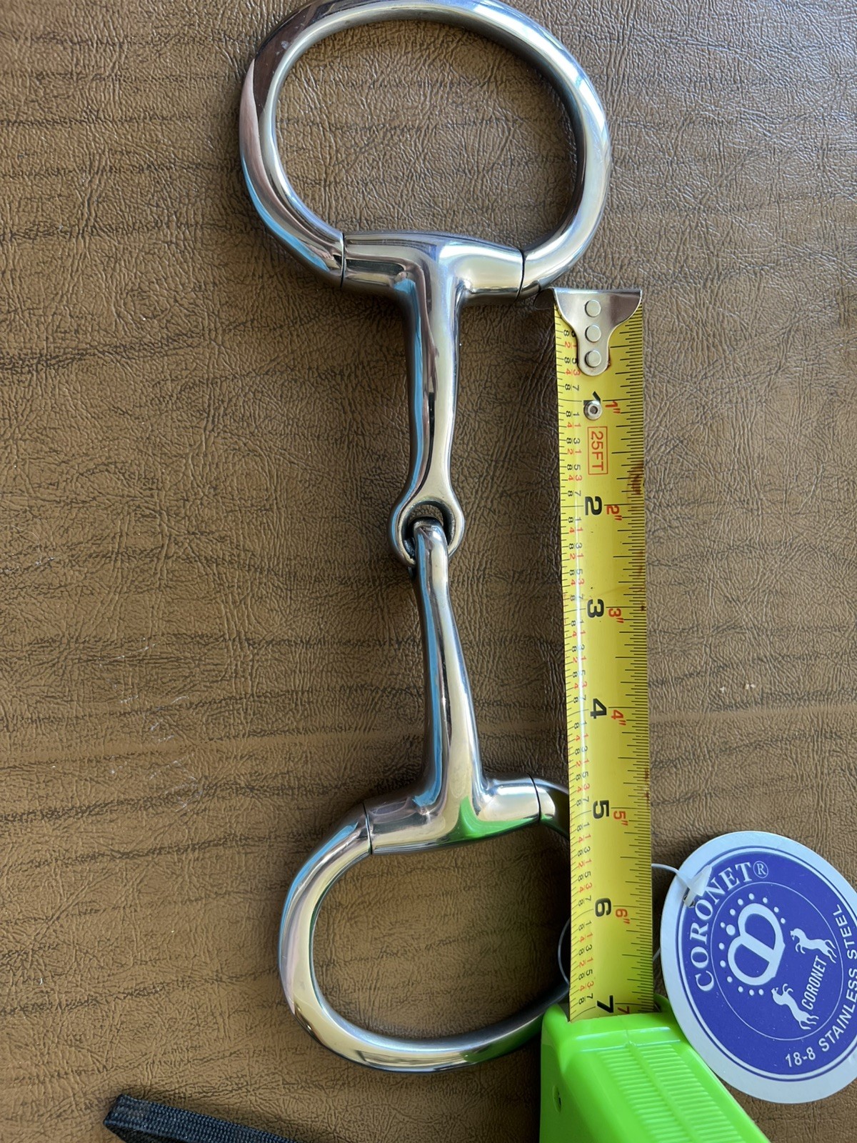 Coronet Jointed Eggbutt Solid Snaffle Bit 4.5” Flat Ring Stainless Steel