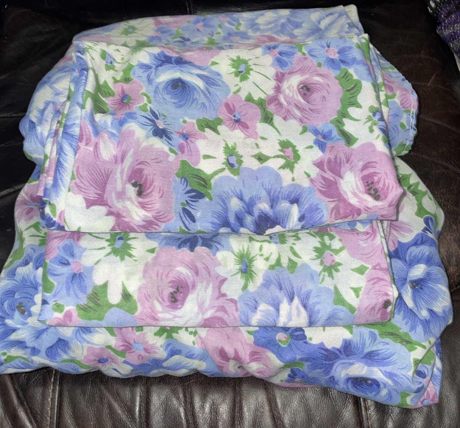 Northpoint Trading Blue And Purple Floral Full  Sheet Set with Pillow Cases