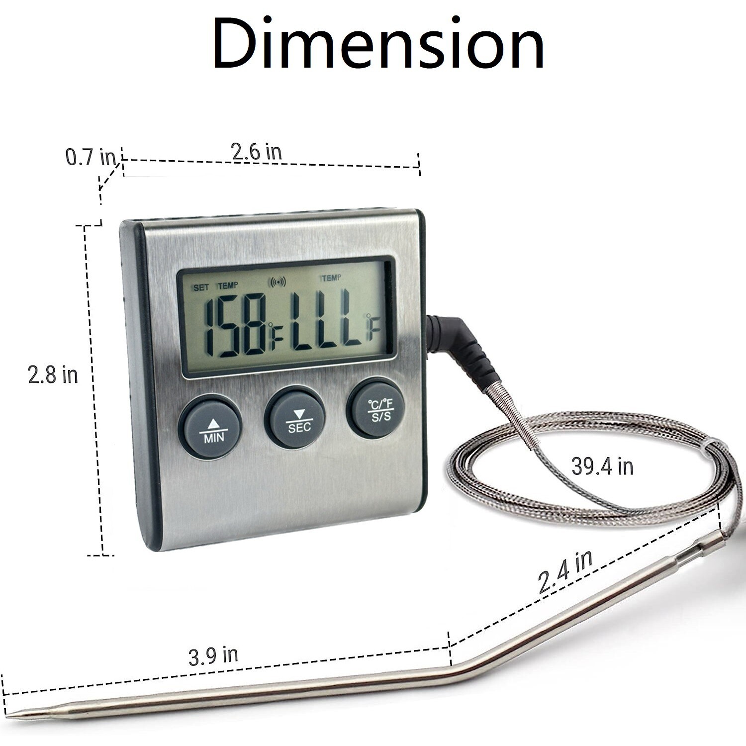 Remote Kitchen Digital Cooking Thermometer Probe Meat Food Temperature w/Timer