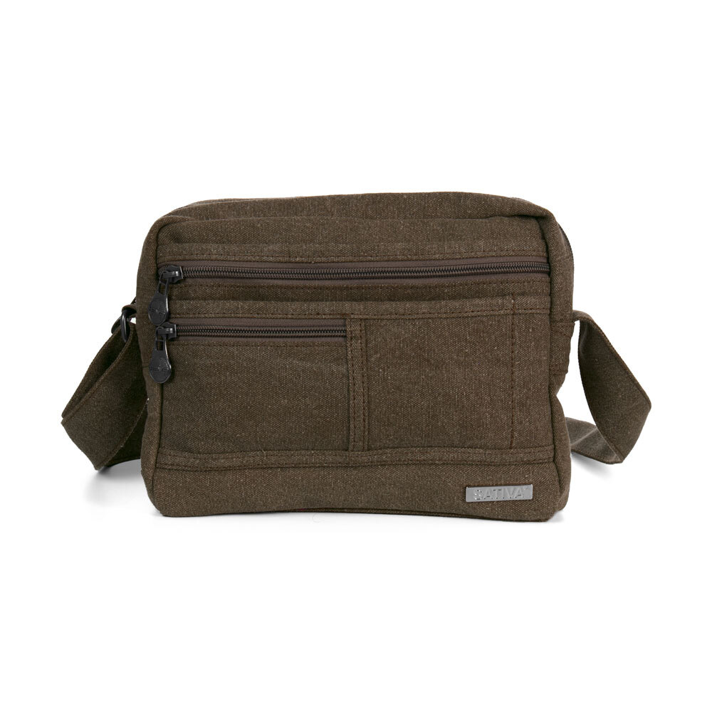 Hemp Medium Smart Shoulder Bag by Sativa Bags-Dark Brown