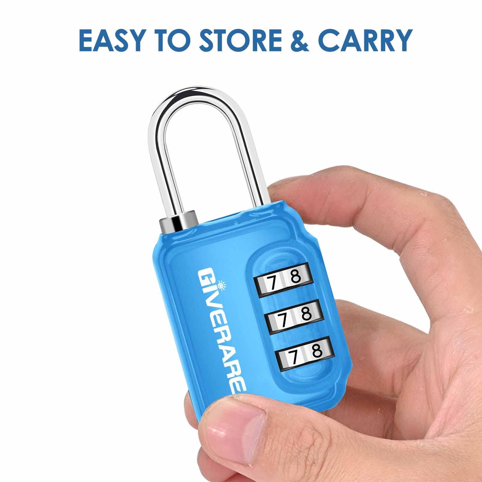 GIVERARE 2 Pack Combination Lock, 3-Digit Padlock Keyless, Small, Blue+Red