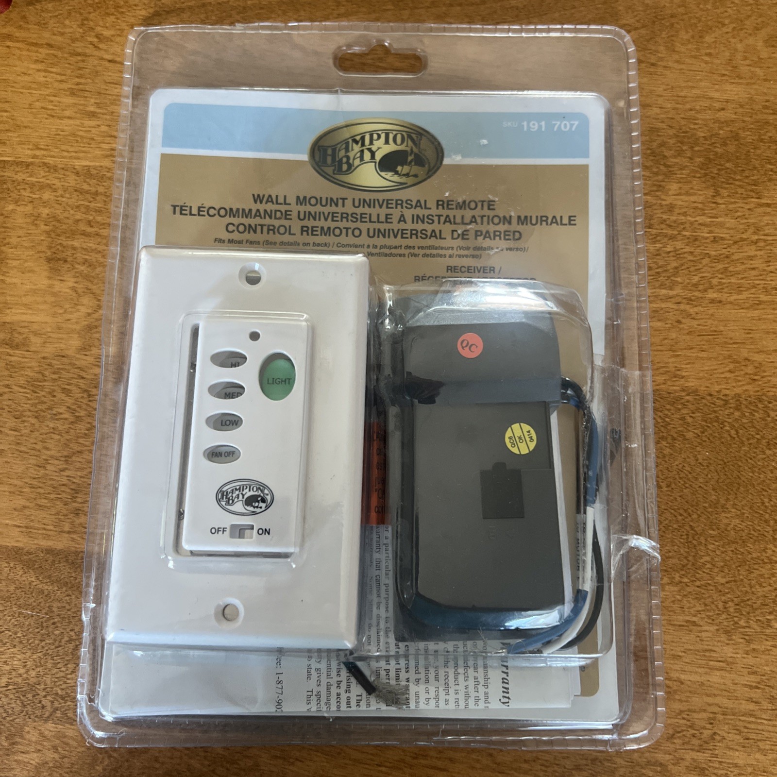 Hampton Bay Wall Mount Universal Remote 191 707 Receiver Transmitter Control