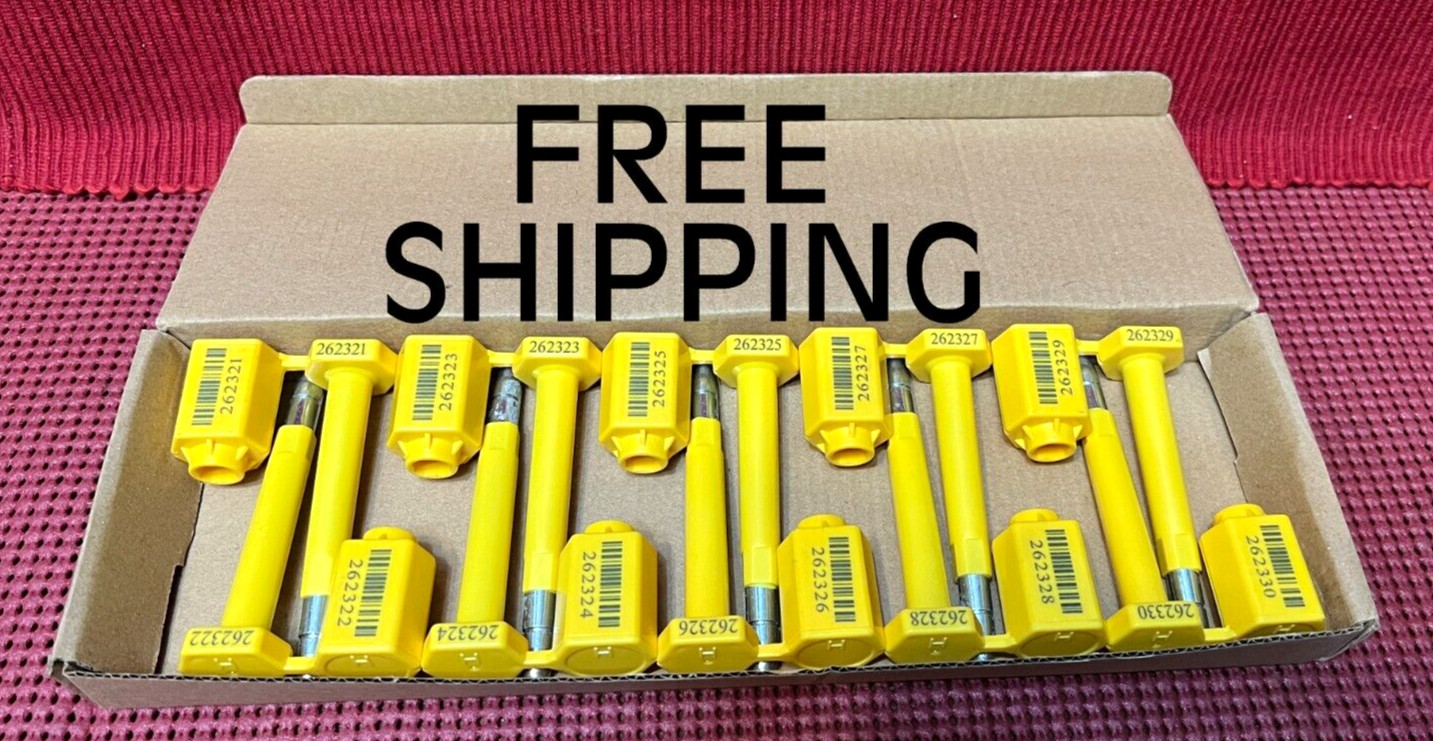 10 piece High Security Bolt Seal Yellow ISO & C-TPAT Certified, Barcode BF-1BTYE