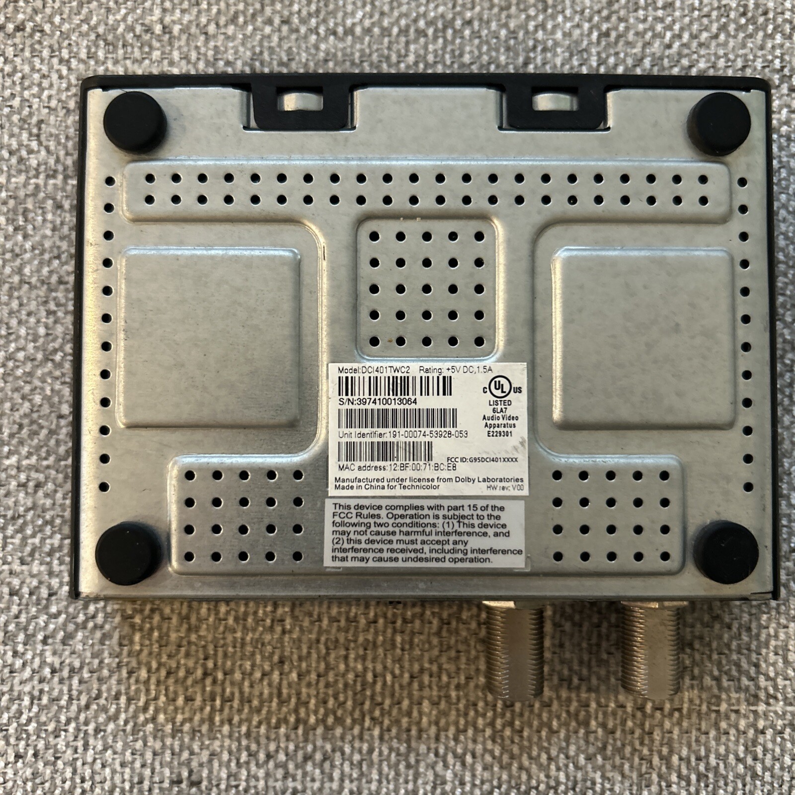 Time Warner Cable Digital Adapter DCI401TWC2 (NO POWER ADAPTER)