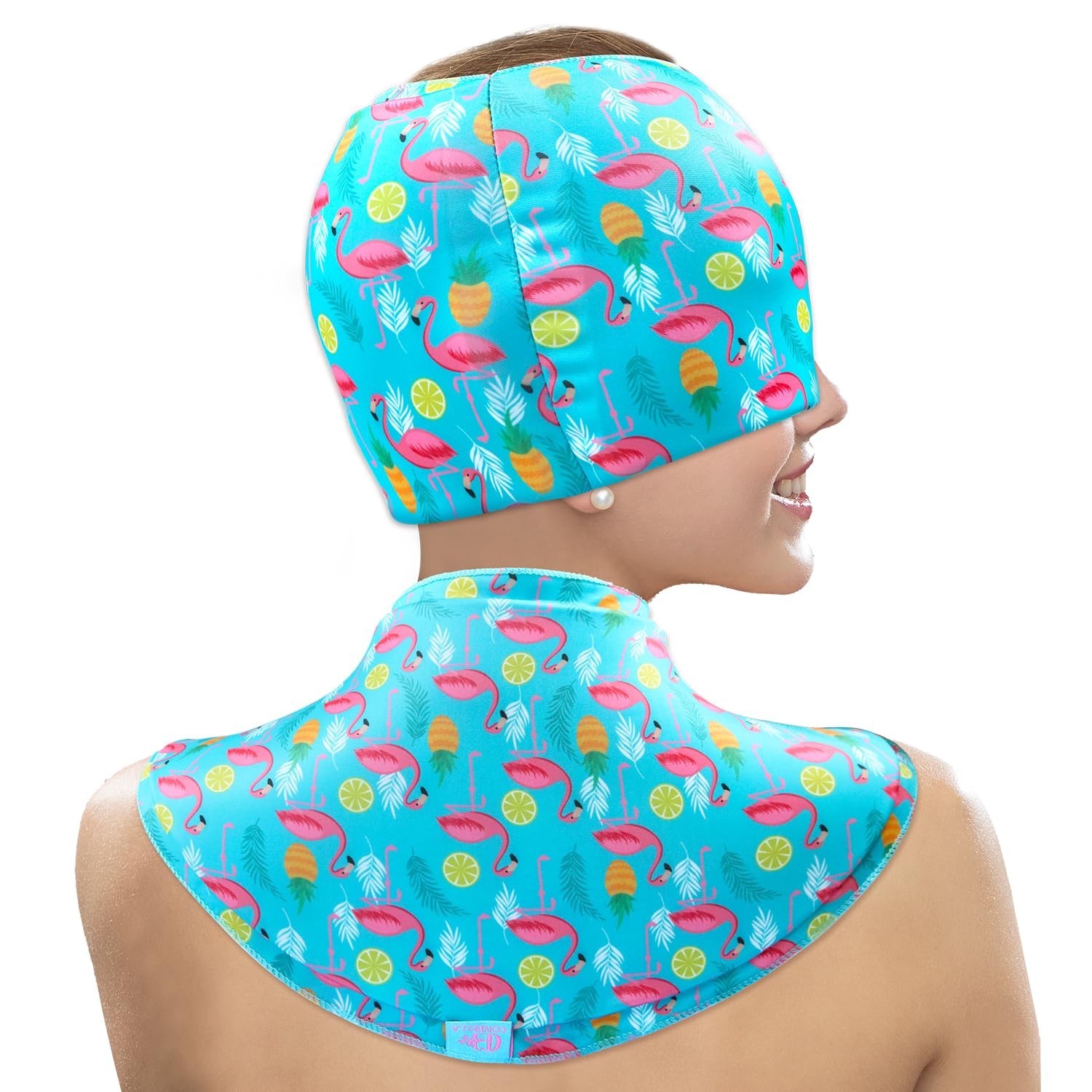 Conbella Migraine Relief Cap & Neck Ice Pack Wrap One Size Fits Most, Black