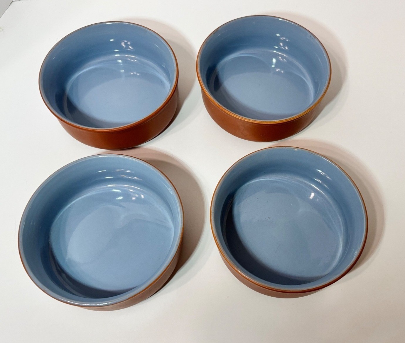 TERRACOTTA BLUE GLAZED INTERIOR OVEN-SAFE Lot of 4