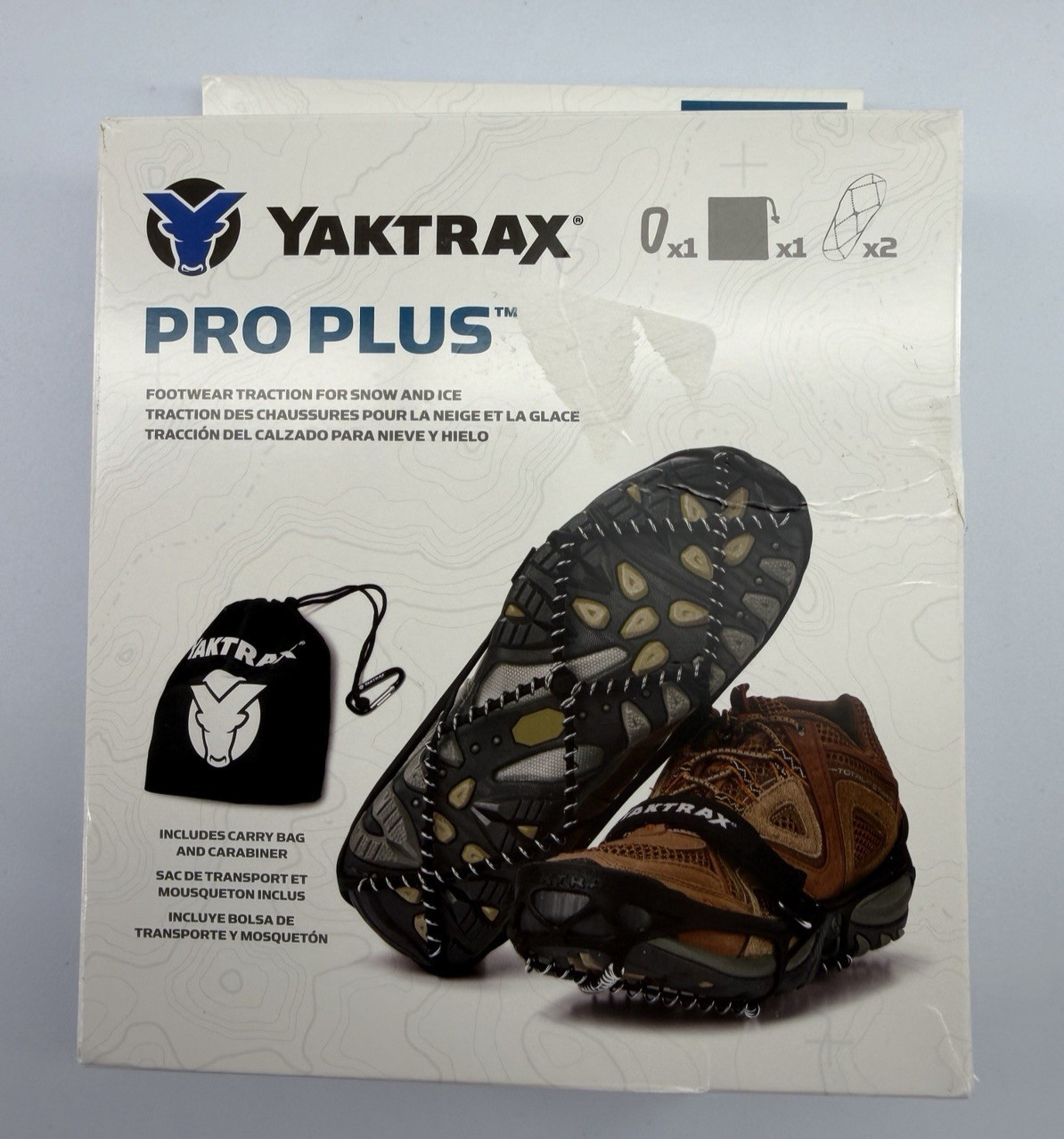 Large - Yaktrax Pro Plus Footwear Traction Device Black for Snow & Ice Open box