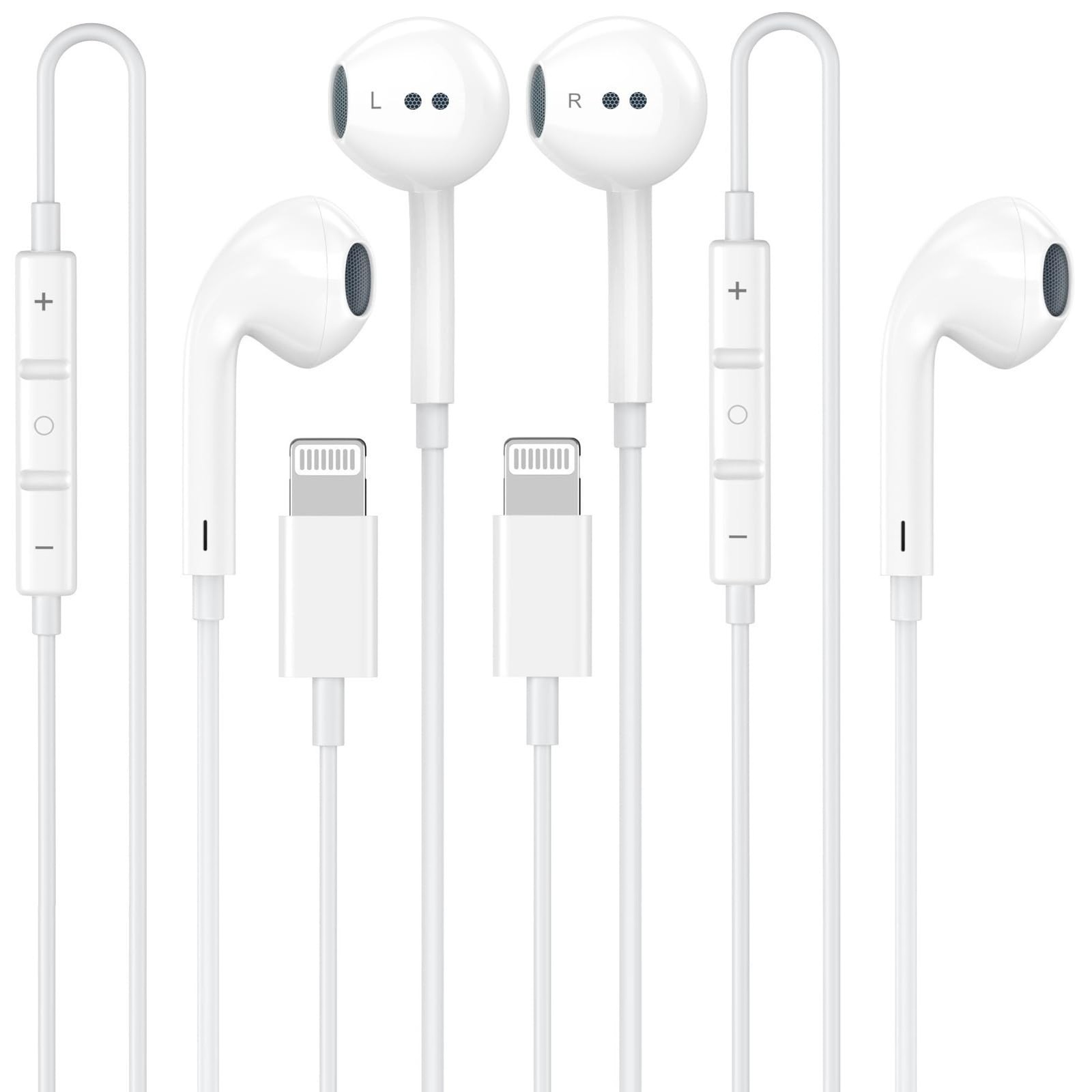 2 Pack Wired Earbuds iPhone Headphones Mic