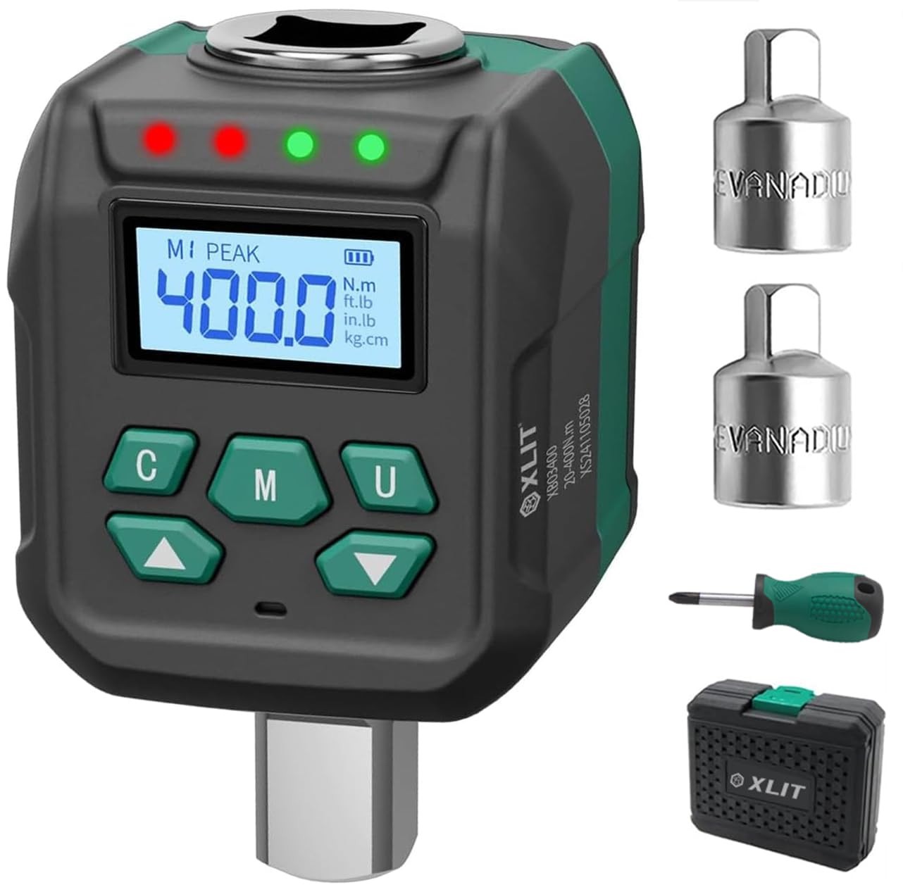 XLIT 1/2" Digital Torque Wrench Adapter 8.8-295 ft-lb (12-400 N·m), Black