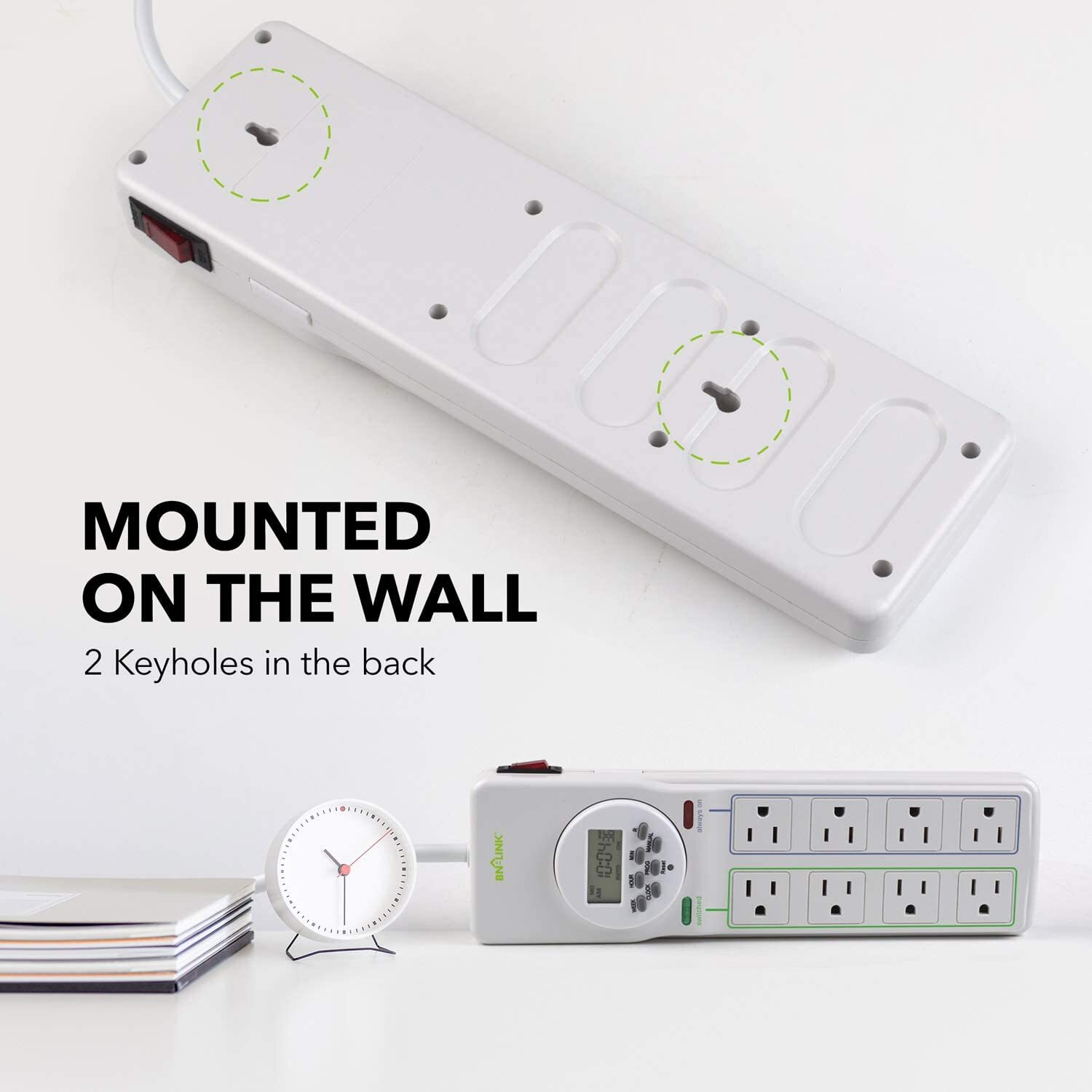 BN-LINK 8 Outlet Surge Protector with 7-Day Digital Timer