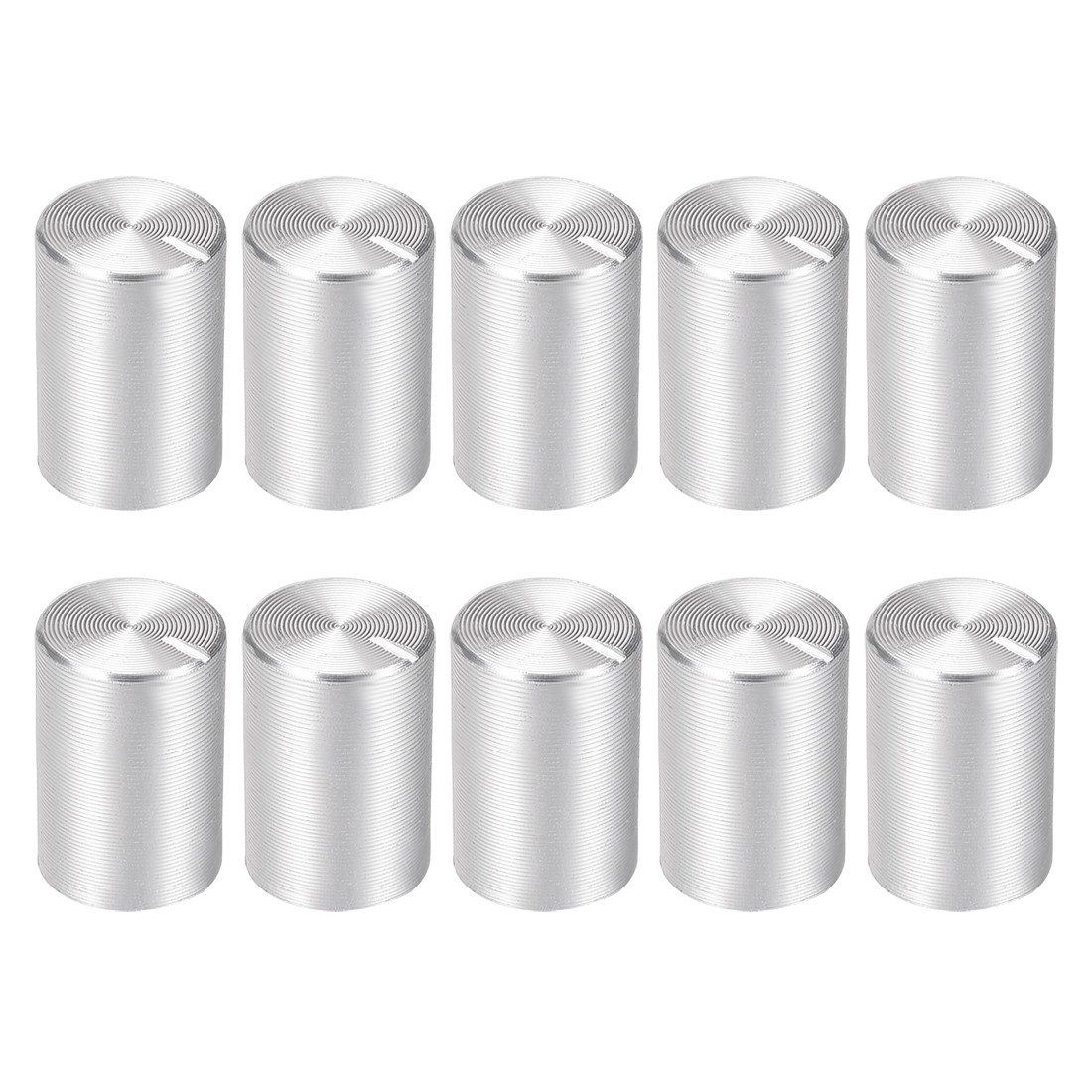 10pcs Potentiometer Knob Knurled Shaft Silver Aluminum 6mm Rotary 10mmx15mm