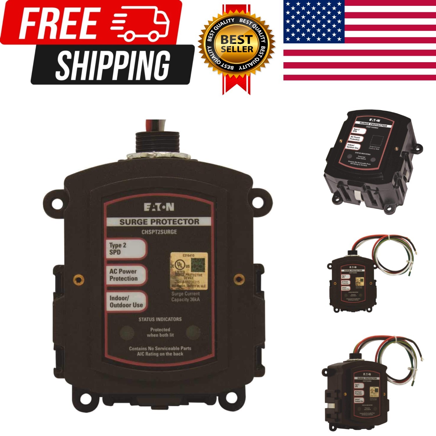 SPD Type 2 Chsp Whole Home Surge Protector, Nema 4, Single Phase, 120/240 Vol...