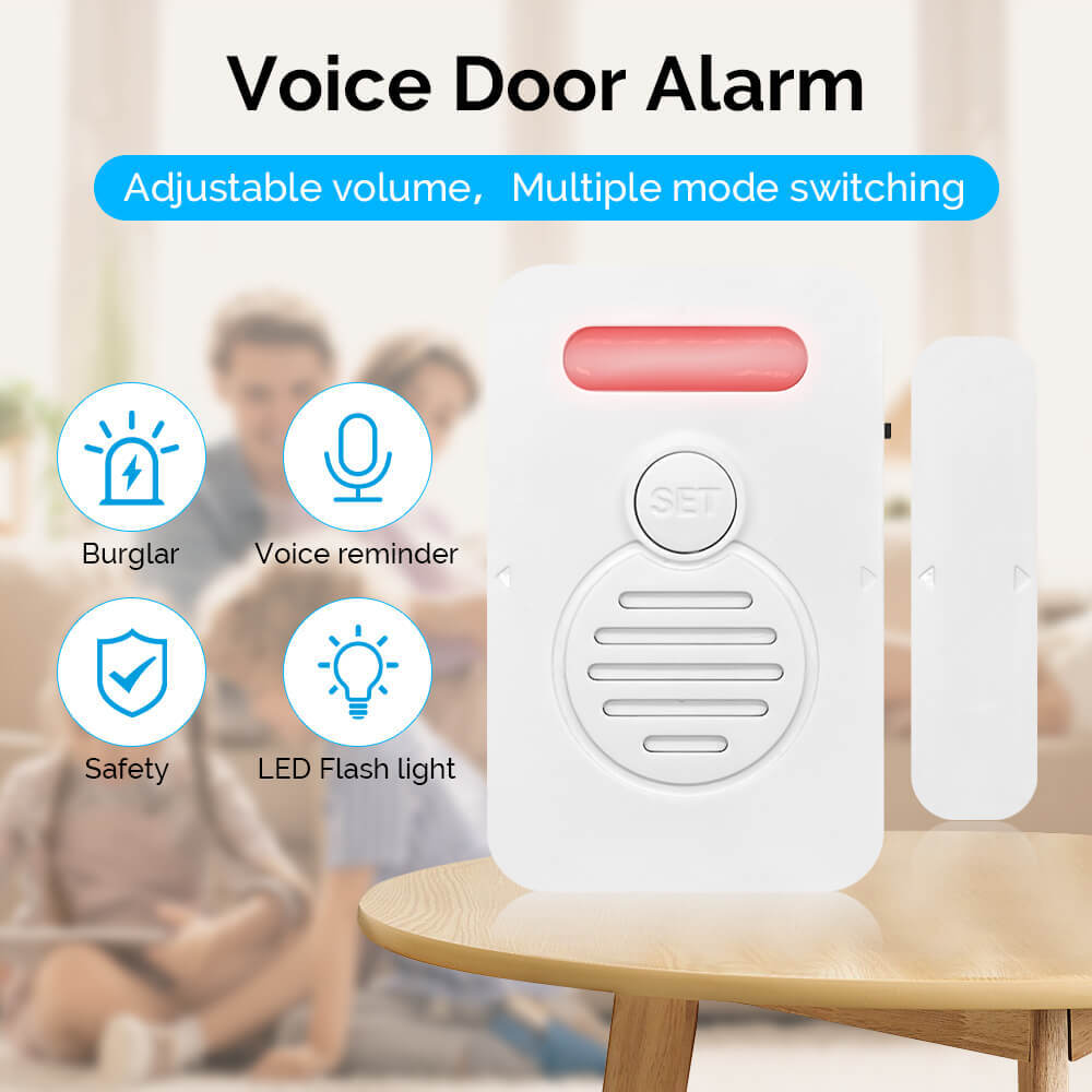 Wireless Voice Door Alarms When Opened 90dB Adjustable Volume Window Alert 4Pack