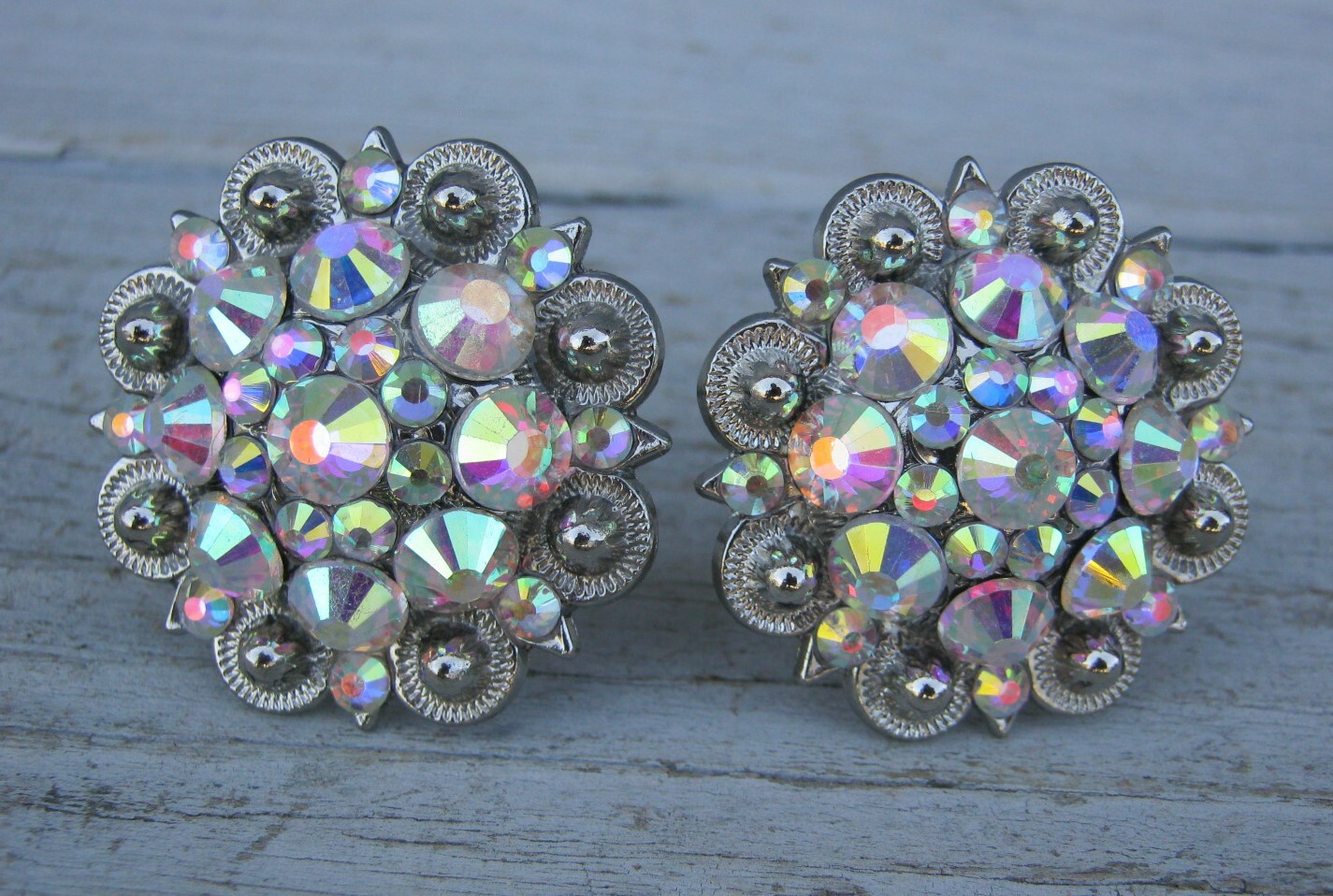 AB Crystal Berry Concho 1-1/2" Screw Back Set of 2
