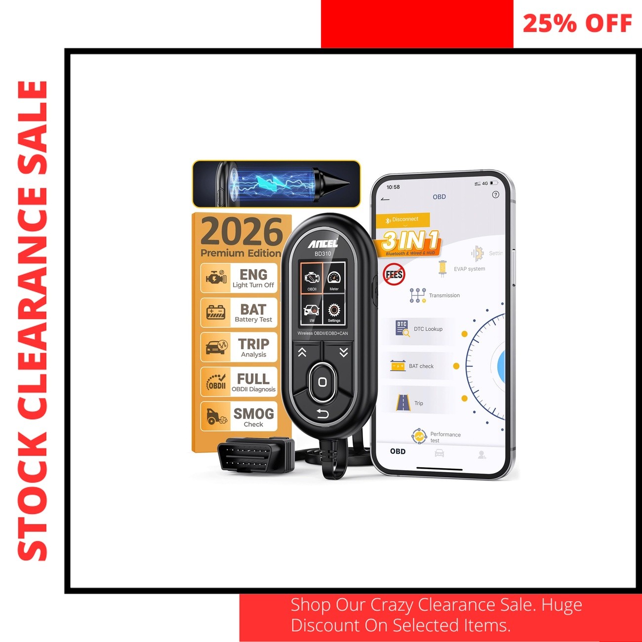 ANCEL BD310 Bluetooth OBD2 Scanner for All Cars